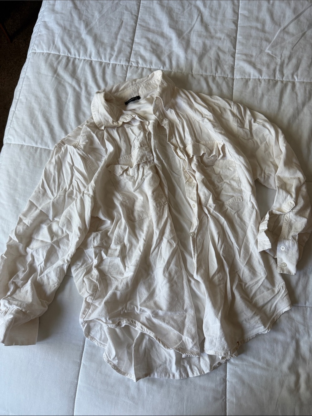 Dynamite Cream Button-Down Long Sleeve Shirt